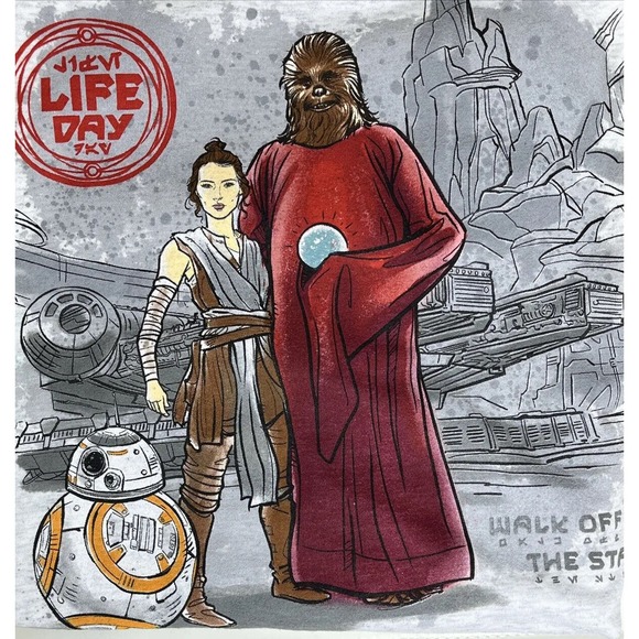 LARGE 2021 Disney Park Star Wars Galaxy's Edge Wookie Life Day Shirt November 17 - Picture 6 of 8